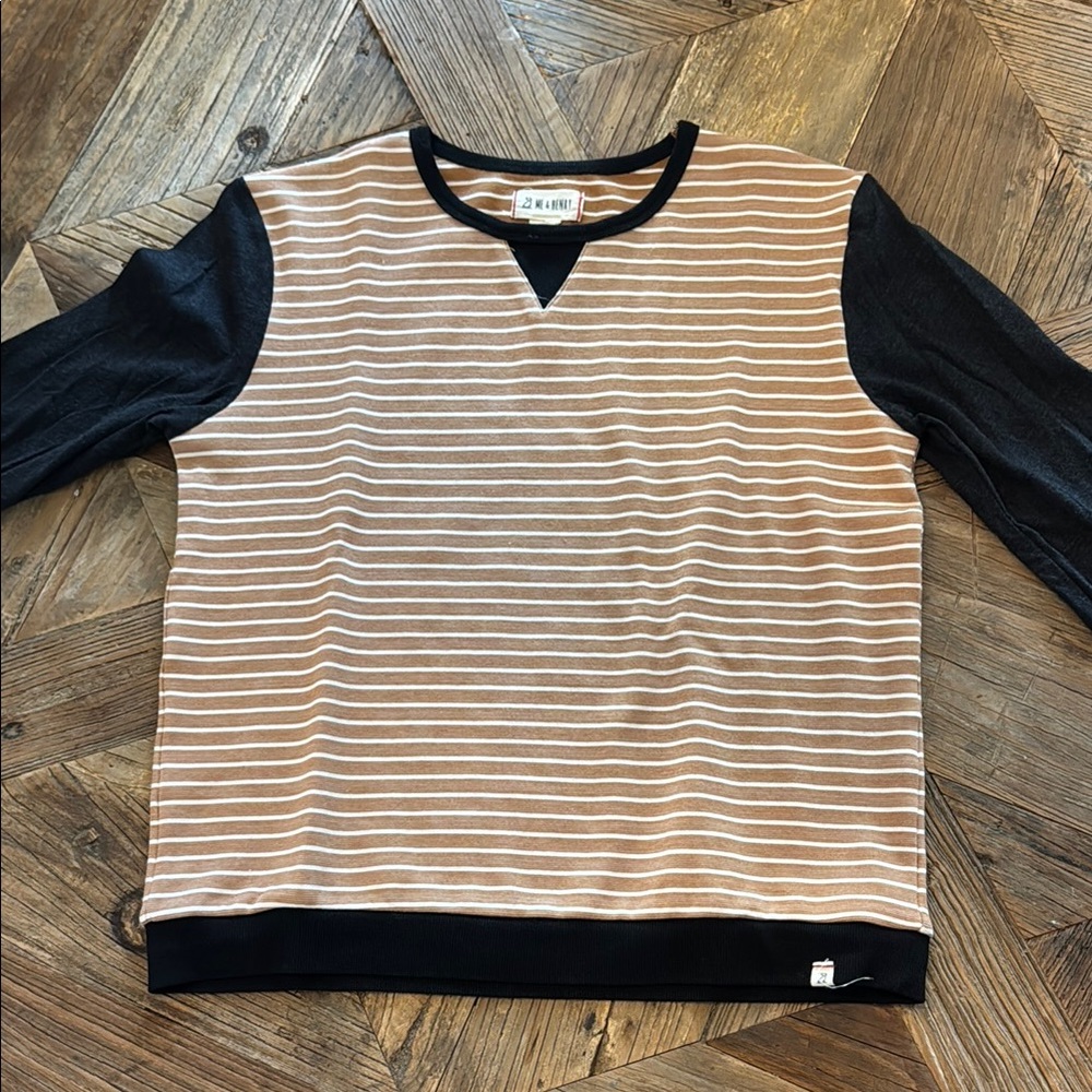 Striped Kids Sweater - Black and Tan, lightweight sleeves, worn once.